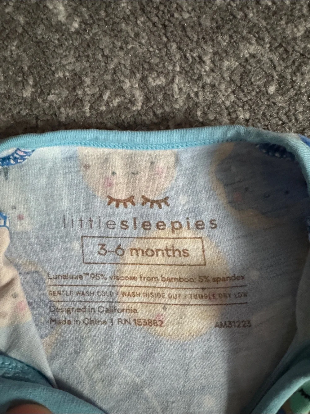 Little Sleepies Blue One-Piece Footie Pajamas with Cookie & Milk Print